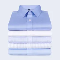Camisa masculina manga longa, pronto para enviar 100% algodão, com 39 opções, camisas tuxedo sem ferro personalizado para homens