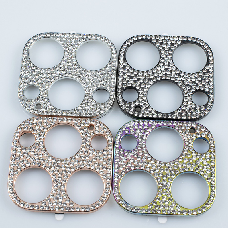 Diamond Tempered Glass Screen Protector For iPhone 13 Pro Max Metal Camera Lens Cover For iPhone 12 Pro Max