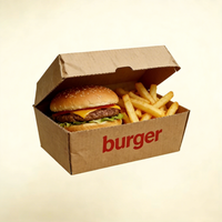 Boîte à hamburger et frites en carton ondulé de qualité alimentaire, écologique, avec logo personnalisé, recyclable, pour la restauration rapide