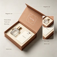 Boîtes cadeaux de luxe pour parfums avec logo personnalisé, en carton rigide brun magnétique, avec insert en tissu doux pour parfum