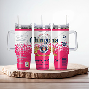 Vaso de Vidrio Personalizado de Alta Calidad, Modelo Chingona, para Cerveza Mexicana, de Acero Inoxidable 304, Aislado al Vacío, de 40 oz, con Asa y Tapa - Product Image 4