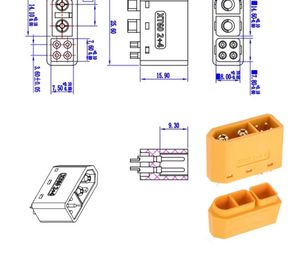 Connecteur Amass XT60 (2+4) mâle et femelle 20A haute intensité avec 4 broches de signal et gaine pour câblage avancé de FC, cardan et capteur - Product Image 6