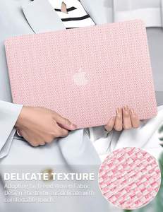 Housse rigide <span class=keywords><strong>en</strong></span> plastique texturé <span class=keywords><strong>en</strong></span> cuir Offre Spéciale tissé pour <span class=keywords><strong>MacBook</strong></span> Air 13 pouces étui Air 15 Pro 13 14 16 M4 M3 M2 - Product Image 3