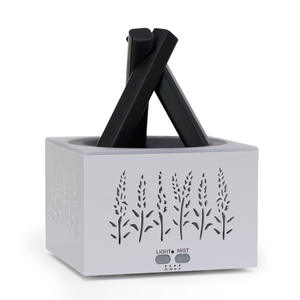 Difusor de Aroma con Diseño de Espiga de Trigo, Humidificador Cuadrado con Luz de Llama Simulada, Acabado en Madera Blanca, Alimentación USB, 0.5L - Product Image 3