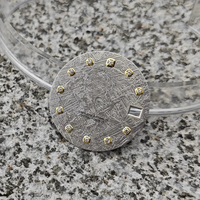 Quadrante per Orologio in Acciaio Inossidabile da 28,5mm con Texture Meteorite, Impermeabile, con Indicatori Diamantati, Parti per Orologio Meccanico Fai-da-Te per NH35A