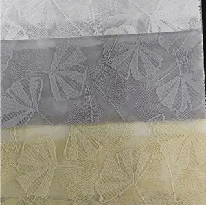 100% POLYESTER Composition For Knitting Lace Curtain Fabric White Sheer Good Quality