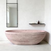 Baignoire ovale autoportante moderne en pierre artificielle pour villa de luxe, hôtel