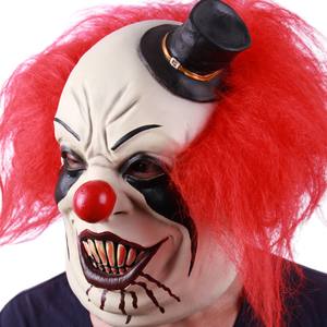 Máscara <span class=keywords><strong>de</strong></span> <span class=keywords><strong>Payaso</strong></span> Pintada <span class=keywords><strong>de</strong></span> Cabello Rojo Sonriente y Aterrador para Halloween y Navidad, Ecológica, <span class=keywords><strong>de</strong></span> Látex con Nariz Roja, para Regresar a la Esencia - Product Image 4