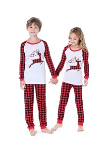The Latest Christmas Children Homewear 2Pcs Top E Calças De Algodão Praça Pijamas Para Meninos E Meninas Family Clothing Set - Product Image 3
