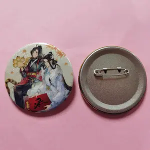 Free samples Personalized Metal Button Maker Pin 2.5cm Custom Holographic Fashion Tin Plated Pin On Button Badge