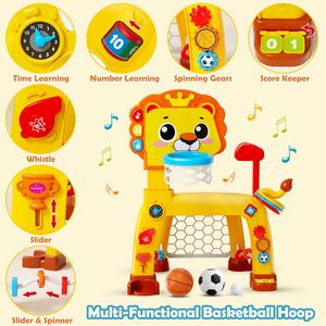 Jouets de voyage pour bébé : Panier de basket et but de football, jouets sportifs pour tout-petits avec lumières, sons et musique, centre d'activités pour bébé - Product Image 5
