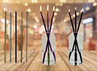 Benutzer definiertes Logo Doppel glas Vase Metallrohr Stick Rauchfreie ewige Öl kerze