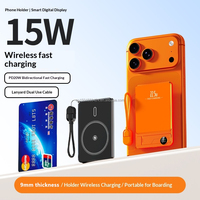 Batería Externa Magnética Metálica Delgada de Bolsillo de 5000 mAh con Soporte Oculto para Teléfono, PD 22.5W, Inalámbrica 15W, Multifuncional para iPhone