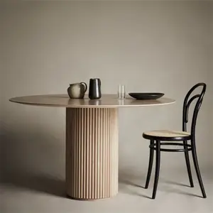 בית קפה רהיטי בית קפה וואבי-סאבי אורן שולחן אוכל עץ שולחן אוכל מודרני שולחן חדר אוכל שולחן אוכל מודרני