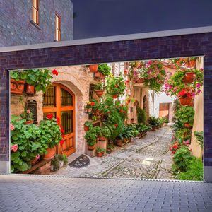 13x6ft scène de rue italienne porte de garage toile de fond photographie fond plante en pot pierre route allée pour les pousses sur le thème de l'Italie - Product Image 2
