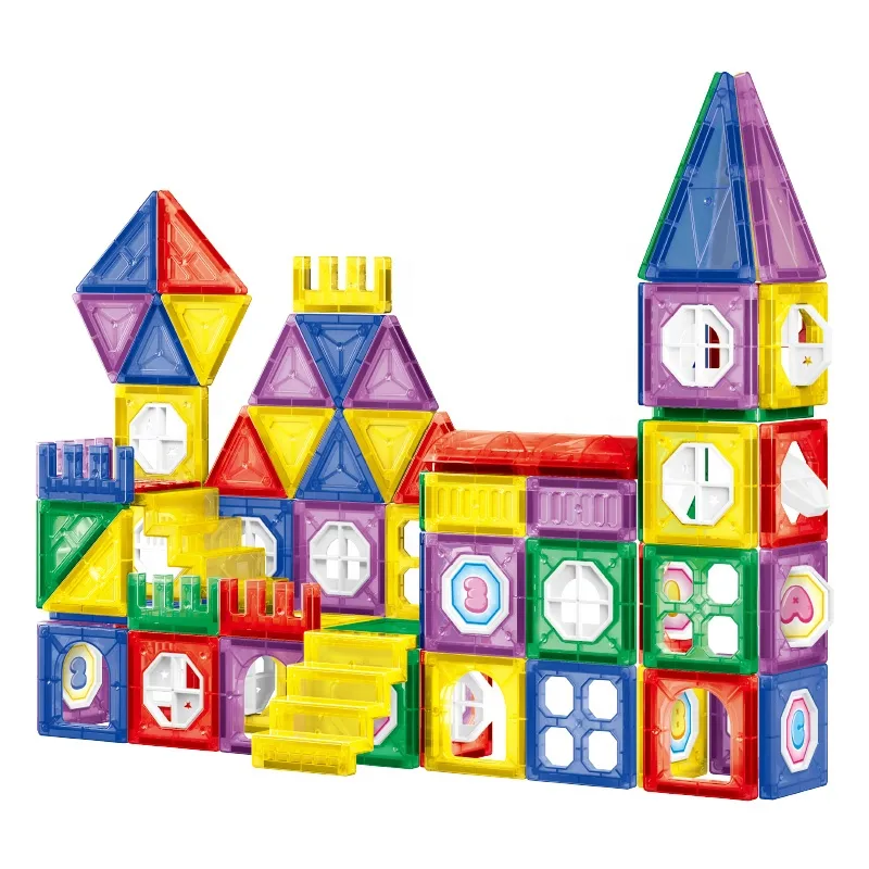 Zhorya colorful 110pcs magnet building blocks set 3D educational kids magnetic tiles toys