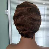 Perruque courte coupe pixie en cheveux humains, perruques Lace Front pour femmes, perruques bob fabriquées à la machine, densité 150%, noir naturel