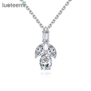 LUOTEEMI Fashion Stone Designer Jewelry New Crystal Chain Trendy Necklace for Lady Pendant & Charm