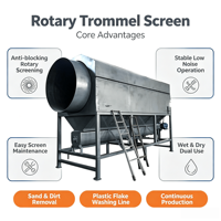 Tamis rotatif automatique anti-colmatage à tambour, séparateur d'impurités en plastique résistant à l'usure, 5000 kg/h, 380V
