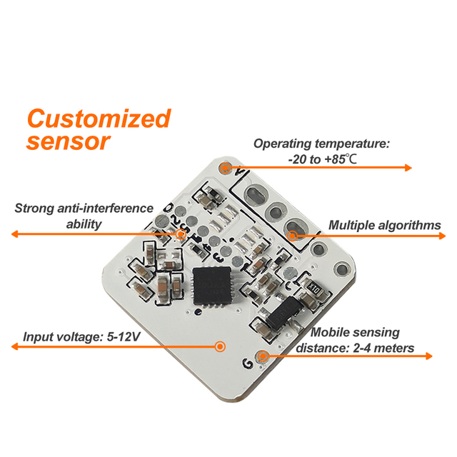 2-4M Induction Radius Microwave Radar Sensor Module for Heights up 3M Installation Motion Position Sensors for Induction Lamps