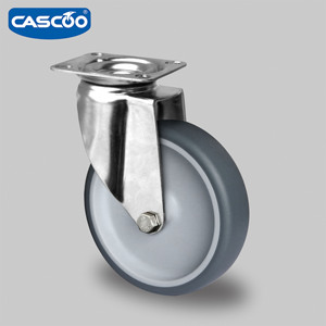 CASCOO 4 pouces verrouillage total trou <span class=keywords><strong>de</strong></span> boulon TPR roulettes en acier inoxydable cuisine <span class=keywords><strong>Transport</strong></span> conteneur <span class=keywords><strong>roulette</strong></span> - Product Image 3