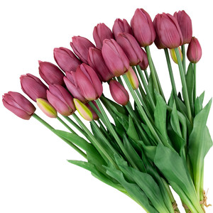 Flores de tulipán artificiales moradas para decoración de festivales de bodas nupciales ramo de flores de <span class=keywords><strong>tulipanes</strong></span> falsos de tacto Real - Product Image 1