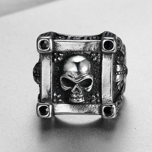 Moda Jóias Punk Declaração de Casamento Anel de Aço Inoxidável Do Crânio Do Vintage para Homens Cocktail Party Gift Size 7-15 - Product Image 3