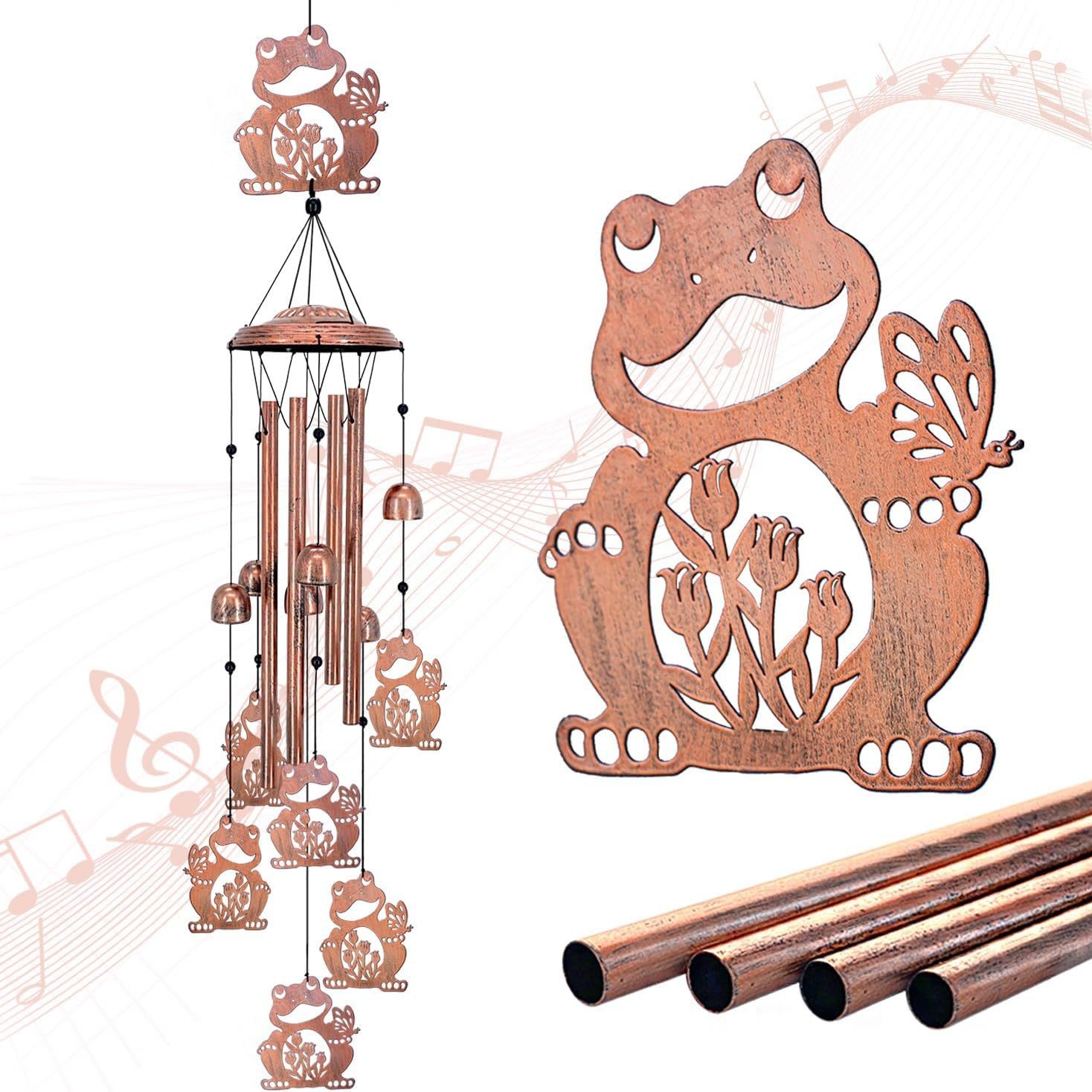 34 inch iron wind chime-frog