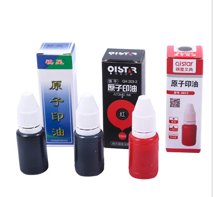 Qixing 10ml atom stempel tinte stempel pad tinte stempel buchhaltung lehrer finanz spezielle rot, blau und schwarz tinte