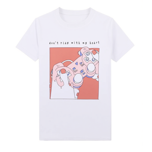 Camiseta Gamer Passion blanca con diseño gráfico Don't Play With My Heart, ropa informal unisex - Product Image 1
