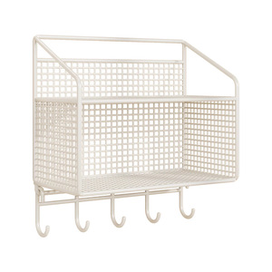 Minimalist Metal Wall Mounted Storage <b>Rack</b> With Hooks For Behind Door Or Wall Organization Rust Resistant Single Tier Design - Product Image 1
