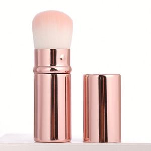 แปรงคาบูกิแบบพกพา ขนแปรงสังเคราะห์สีดำ ด้ามจับโลหะ สำหรับลงแป้งฝุ่น บลัชออน ใช้ได้กับบลัชออนทั่วไป - Product Image 1