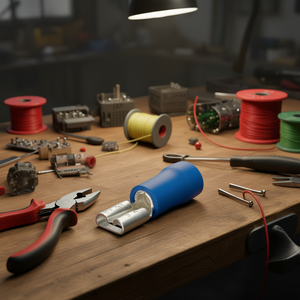 Insulated Flat Female Terminals 100 Pcs Each Blue 6 10 AWG Wire <b>Gauge</b> - Product Image 3