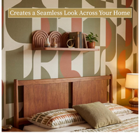 Rak Dinding Kayu Kustom Gaya Boho Mid-Century Modern Vintage Multifungsi untuk Dekorasi Ruang Tamu, Kamar Mandi, Kamar Tidur, dan Kantor