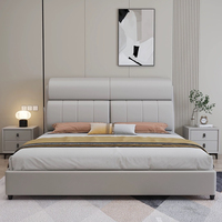 Lit Moderne en Cuir Souple 1,8 Mètre Trois Places avec Rangement Écologique Durable Cadre en Bois de Pin de Luxe avec Sommier