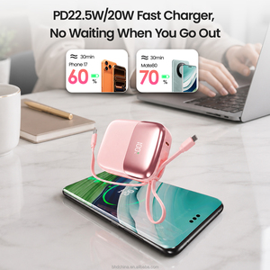 Caricabatterie Portatile Ultra <span class=keywords><strong>Mini</strong></span> 10000mAh 25W Ricarica Rapida Power Bank USB C con Cavo Batteria Esterna da Viaggio - Product Image 6