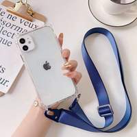 Étui de téléphone transparent en TPU+PC étanche et antichoc avec cordon tour de cou pour iPhone 17 16 15 14 Pro Max