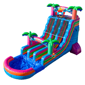Tobogán Acuático Eléctrico Tropics de 18 Pies con Dos Carriles y Piscina, Inflable, para Niños, para Fiestas al Aire Libre, Diversión Acuática - Product Image 3