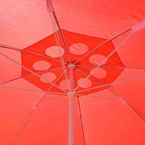 Sombrilla de 1.3m con Poste Metálico Rojo Sólido, Altura Ajustable, Varillas Doblemente Reforzadas, Resistente al Viento y Ventilada para Jardín, Mercado o Puesto de Vendedor - Product Image 2