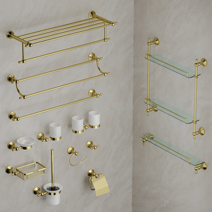 <span class=keywords><strong>Set</strong></span> di Accessori per <span class=keywords><strong>Bagno</strong></span> in Oro Antico: Portarotolo, Portasciugamani, <span class=keywords><strong>Porta</strong></span> Sapone, Mensola a Muro, Barra Portasciugamani - Product Image 1