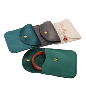 Low MOQ Custom Logo Hot Stamping Eco-friendly Recyclable Small Jewelry Storage Bags Pouch Button Closure <b>Rings</b> Bracelets - Product Image 1