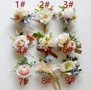 All'ingrosso su misura sposo nuziale festa di ballo di fine anno evento fiore artificiale colore Champagne serie spilla da polso fiore corpetto di fiori - Product Image 2