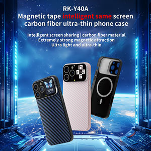 Étui de téléphone ultra-fin en fibre de carbone avec écran intelligent magnétique RK-Y40A à miroir d'écran, avec affichage météo, à faire soi-même - Product Image 2