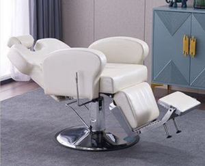 Chaise de salon de coiffure semi-inclinable, chaise de rasage pliable, chaise de coiffure réglable, chaise de salon de coiffure rétro de style européen pour hommes - Product Image 4