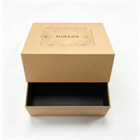 Boîte d'emballage rigide en papier kraft naturel avec logo personnalisé, boîte de luxe à couvercle profond et base pour accessoires électroniques
