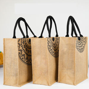 Bolso de mano con botones de <span class=keywords><strong>yute</strong></span> a la moda, bolso de mano de <span class=keywords><strong>lino</strong></span> de cáñamo impermeable compuesto, bolso de compras respetuoso con el medio ambiente, Bolsa <span class=keywords><strong>Yute</strong></span> - Product Image 4