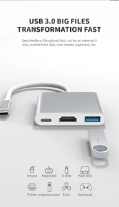 डेस्क लैपटॉप के लिए कस्टम लोगो USB 3.0 स्मार्ट टाइप C हब 3 पोर्ट 1 टाइप C हब स्प्लिटर एडाप्टर USB <span class=keywords><strong>HUB</strong></span> 4K@60Hz - Product Image 3