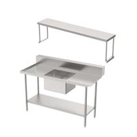 Table de travail de cuisine en acier inoxydable 201/304 de qualité commerciale avec dosseret en argent pour la restauration hôtelière