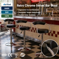 Tabouret de bar brillant rétro pour restaurant, bar à lait, salle d'arcade, maison – Vente en gros, personnalisable, OEM, durable, confortable