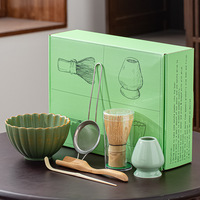 Service à thé japonais Matcha 6 pièces, kit Matcha avec bol Matcha fouet Matcha, support de fouet, passoire ensemble de Matcha élégant pour cadeaux